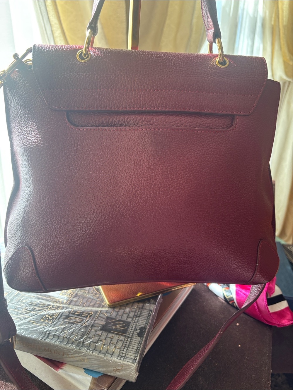 MCM Burgundy Leather Top-Handle 2-Way Bag - Picture 8 of 16